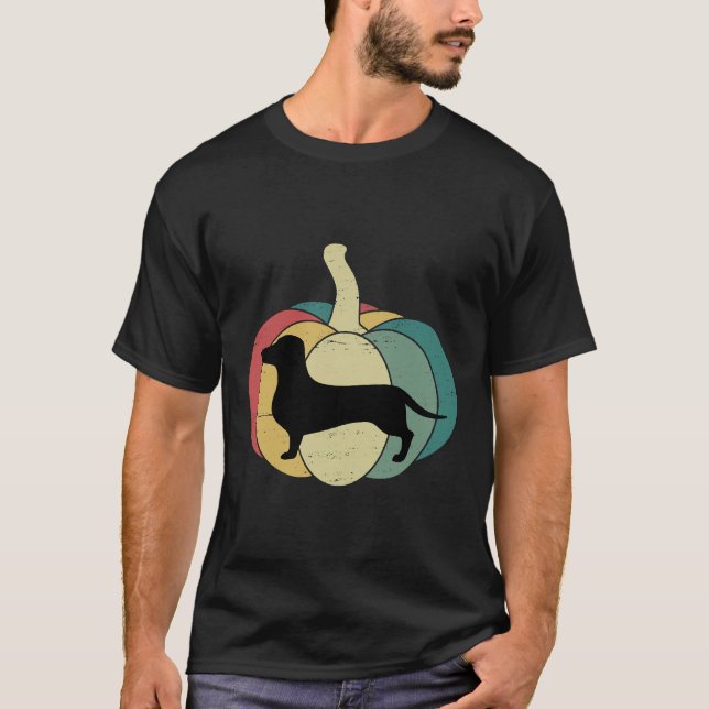 T-shirt Dachshund Dog Pumpkin Retro Christian Halloween Da (Devant)