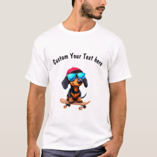 T-shirt Dachshund Dog Rides personnalisable d'un skateboar