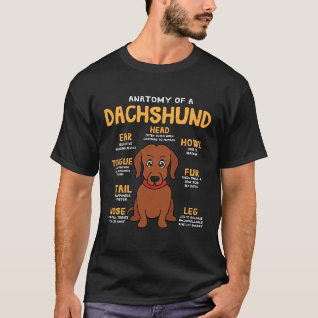 T-shirt Dachshund Doxie Anatomy  Dog Mum Dad Sweet (Devant)