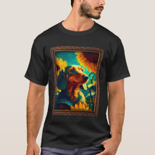 T-shirt Dachshund Doxie Weenie Peinture Fleur de tournesol
