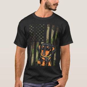 T-shirt Dachshund Drapeau américain Camouflage 4 juillet W