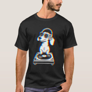 T-shirt Dachshund Drôle DJ Glitch Rave EDM Musique Fête We