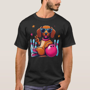T-shirt Dachshund drôle jouant au bowling Chien drôle joua