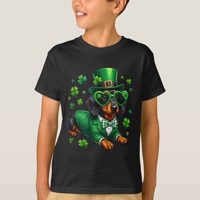 T-shirt Dachshund drôle trèfle saint patrick journee chien (Devant)