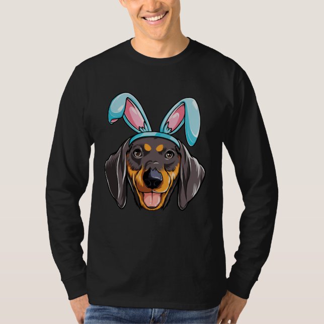 T-shirt Dachshund Easter Bunny Ears  Men Women Dog (Devant)