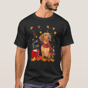 T-shirt Dachshund Écharpe Chien Automne Chocolat