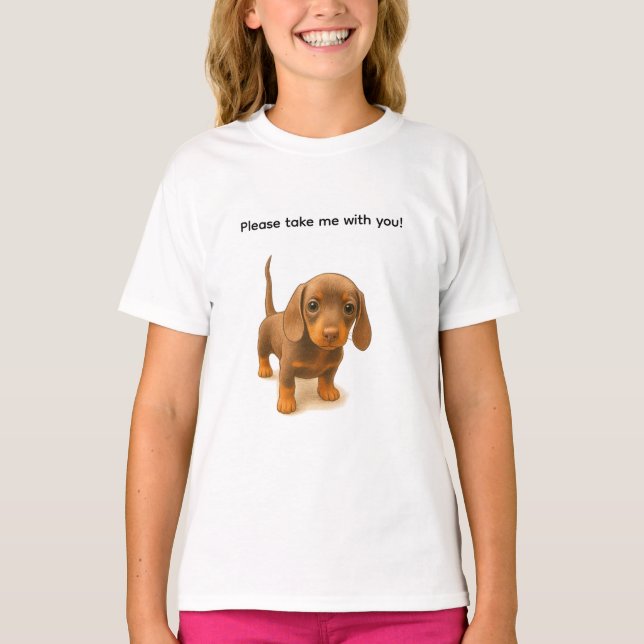 T-shirt Dachshund Emmène-moi avec toi ! (Devant)