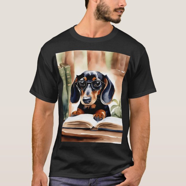T-shirt Dachshund en aquarelle (Devant)