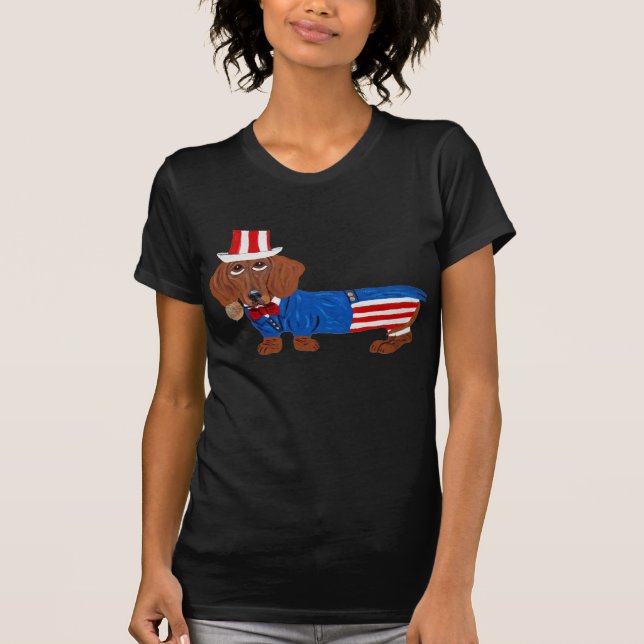 T-shirt Dachshund en costume d'Oncle Sam (Devant)