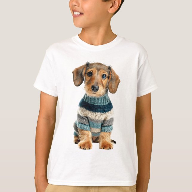 T-shirt Dachshund Enfants Pull Rayé (Devant)