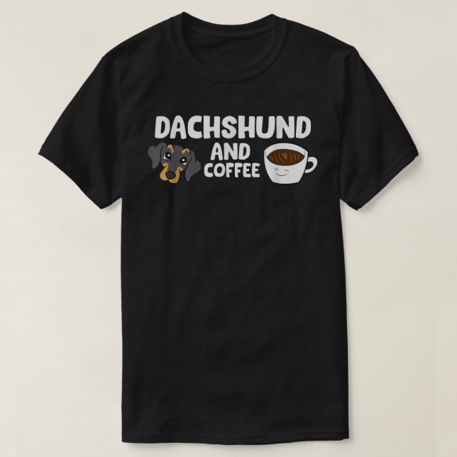 T-Shirt Dachshund Et Café (Design devant)