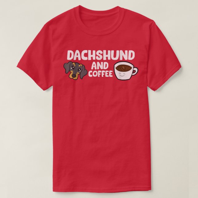 T-shirt Dachshund Et Café (Design devant)