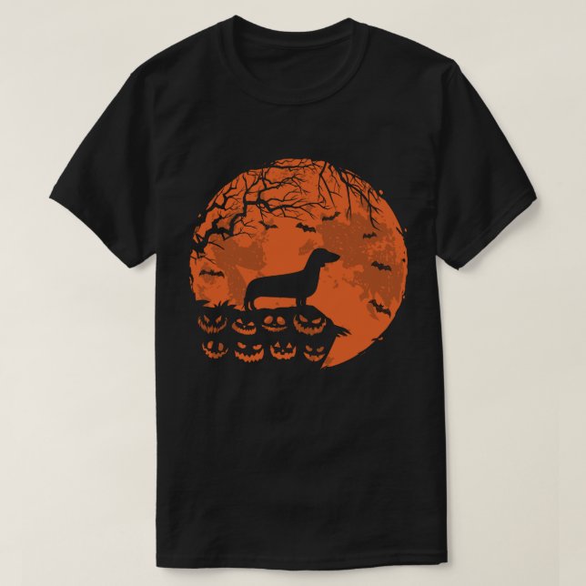 T-shirt Dachshund Et Lune Cadeau Amoureux des chiens Hallo (Design devant)