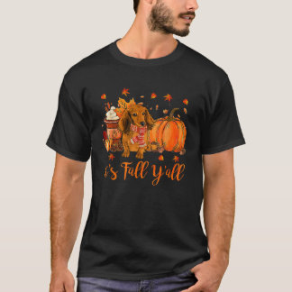 T-shirt Dachshund Fall Scarf Chiens Automne Feuilles Citro