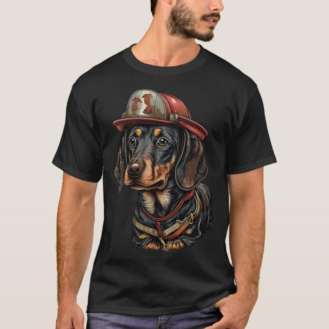 T-shirt Dachshund FireFighter Dog For Dachshund Dad Fire F (Devant)