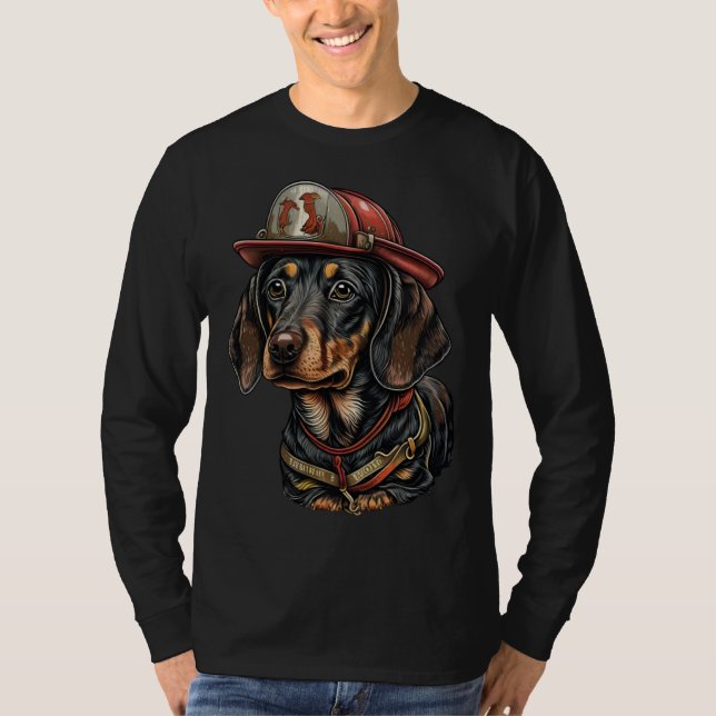 T-shirt Dachshund FireFighter Dog For Dachshund Dad Fire F (Devant)