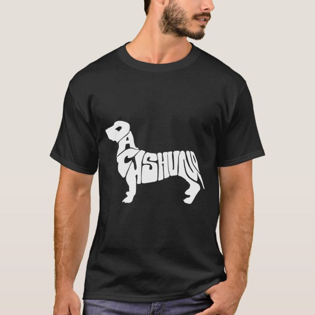 T-shirt Dachshund Funny Text Dog Tygraphy T Shirt  (Devant)