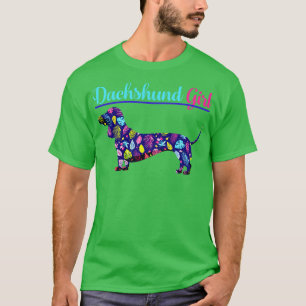 T-shirt Dachshund Girl Wiener Chien Vintage
