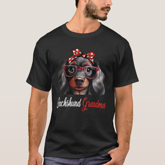 T-shirt Dachshund Grandma Headband Glasses (Devant)