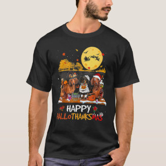 T-shirt Dachshund Hallothanksmas Halloween Thanksgiving