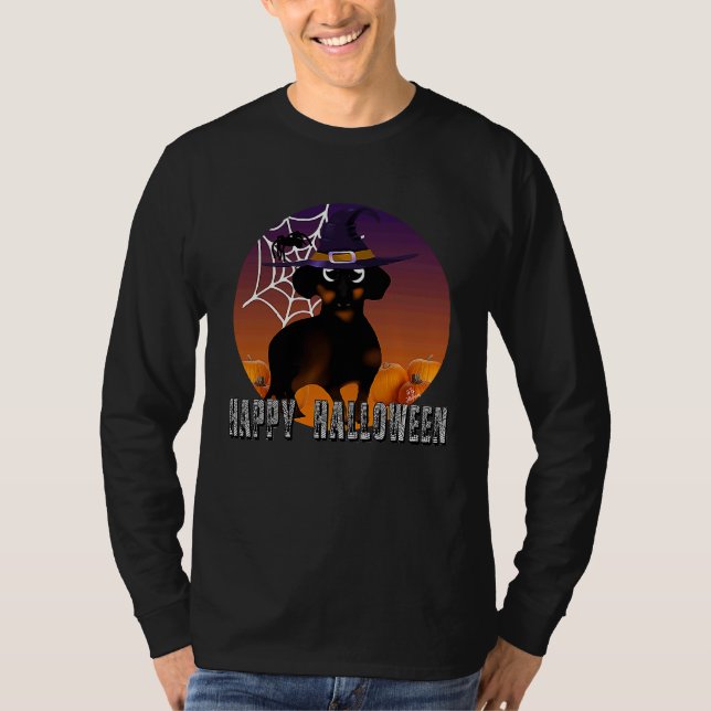 T-shirt Dachshund halloween costume  witch dachshund hallo (Devant)