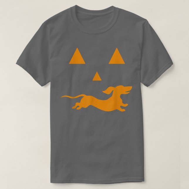 T-shirt Dachshund Halloween Éffrayant visage drôle chien c (Design devant)