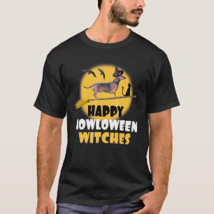 T-shirt Dachshund Halloween Rides Shotgun Chien Pun Vol W