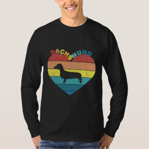 T-shirt Dachshund Halloween Vintage Sunset Heart