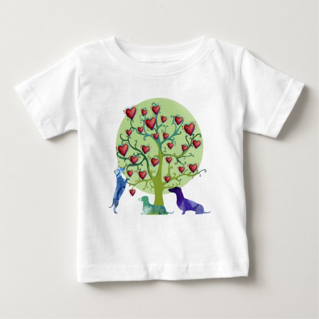T-shirt Dachshund Hearts Garden Art Fine Jersey (Devant)