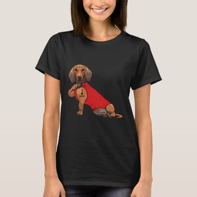 T-shirt Dachshund I Love Maman (Devant)