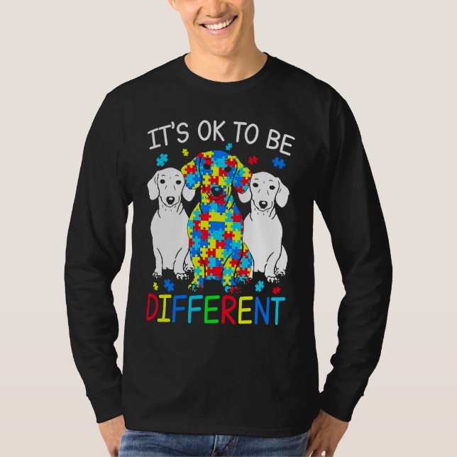 T-shirt Dachshund It's Ok To Be Different Autism Awareness (Devant)