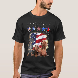 T-shirt Dachshund Joyeux Jour de l'Indépendance américaine