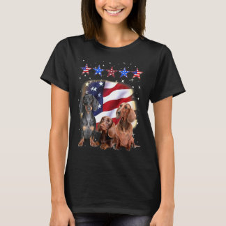 T-shirt Dachshund Joyeux Jour de l'Indépendance américaine