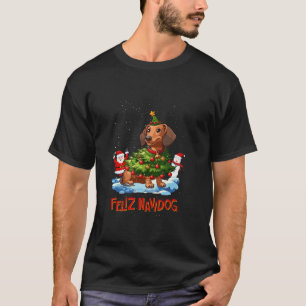 T-shirt Dachshund Joyeux sapin de Noël Lumières Chien X Ma
