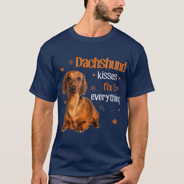 T-shirt Dachshund Kisses Réparez tout le dachshund amant (Devant)