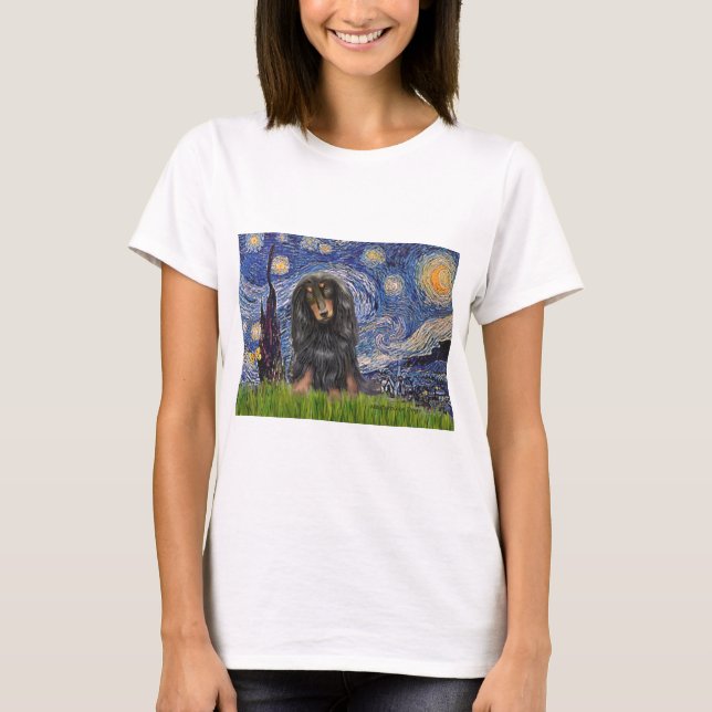 T-shirt Dachshund (LHBT) - Nuit étoilée (Devant)