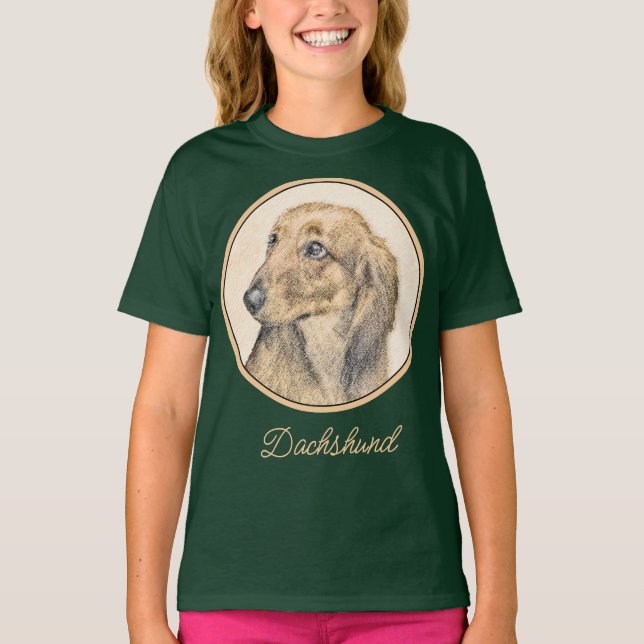 T-shirt Dachshund (Longhaerien) Peinture - Art Chien origi (Devant)