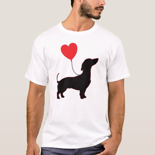 T-shirt Dachshund Love Balloon : Dachshund Papa Edition (Devant)