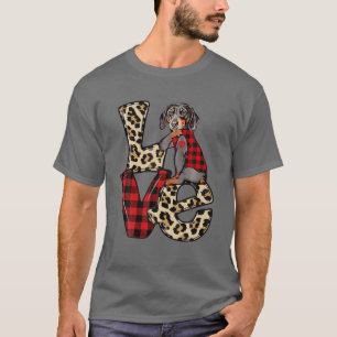 T-shirt Dachshund Love Leopard Plaid Happy Valentines Day