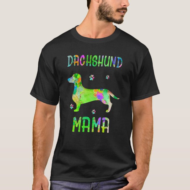 T-shirt Dachshund Mama maman chien coloré (Devant)
