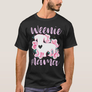 T-shirt Dachshund Mama Wiener Chien Rose Fleurs mignonnes