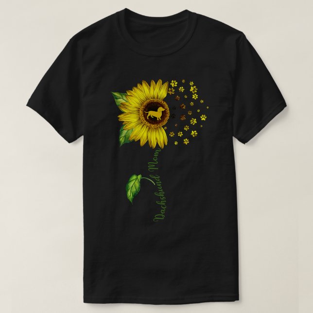 T-shirt Dachshund Maman Sunflower Dachshund Lover Cadeaux  (Design devant)