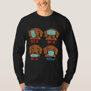 T-shirt Dachshund Masque Visage Drôle Weiner Chien Social 