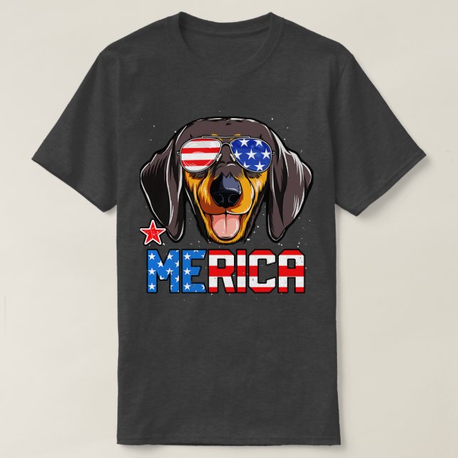 T-shirt Dachshund Merica 4 juillet T Kids Boys Chien Pupp (Design devant)