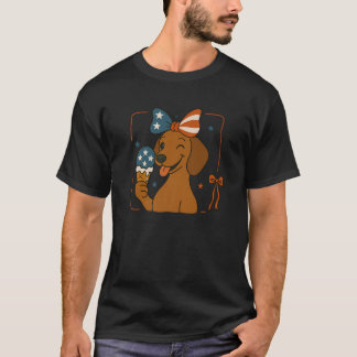 T-shirt Dachshund Mom American Flag coquette 4 juillet p