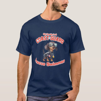 T-shirt Dachshund Mon Papa Est Un Secourent USCG
