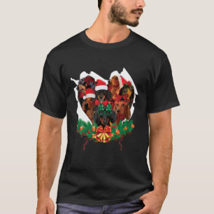 T-shirt Dachshund Noël Coeur drôle Cadeaux Noël Chien Lov