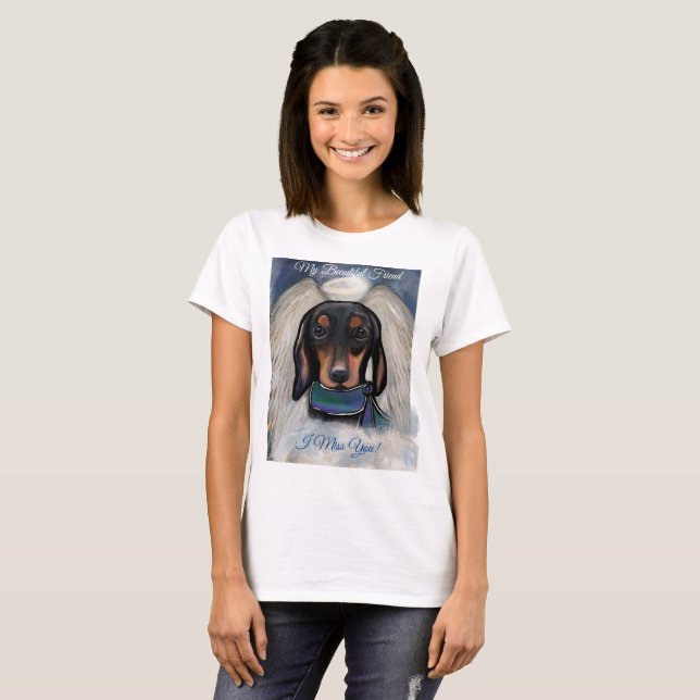 T-shirt Dachshund noir et feu (Devant entier)