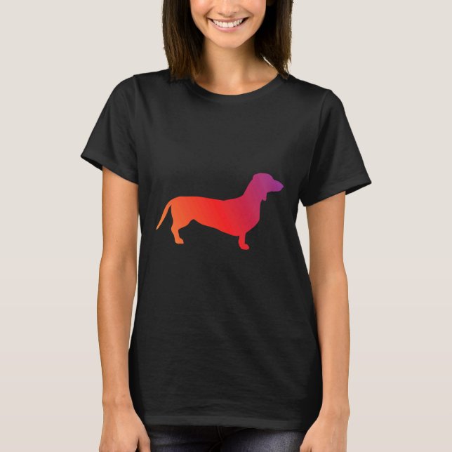 T-shirt Dachshund Orange À Violet (Devant)