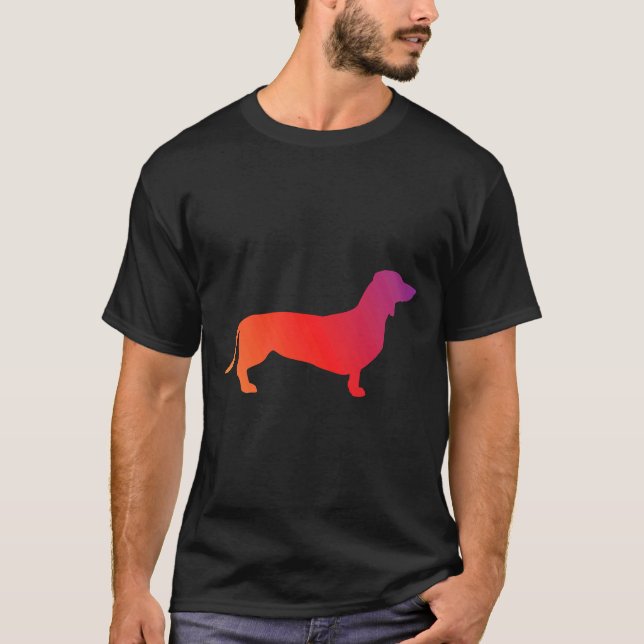 T-shirt Dachshund Orange À Violet (Devant)